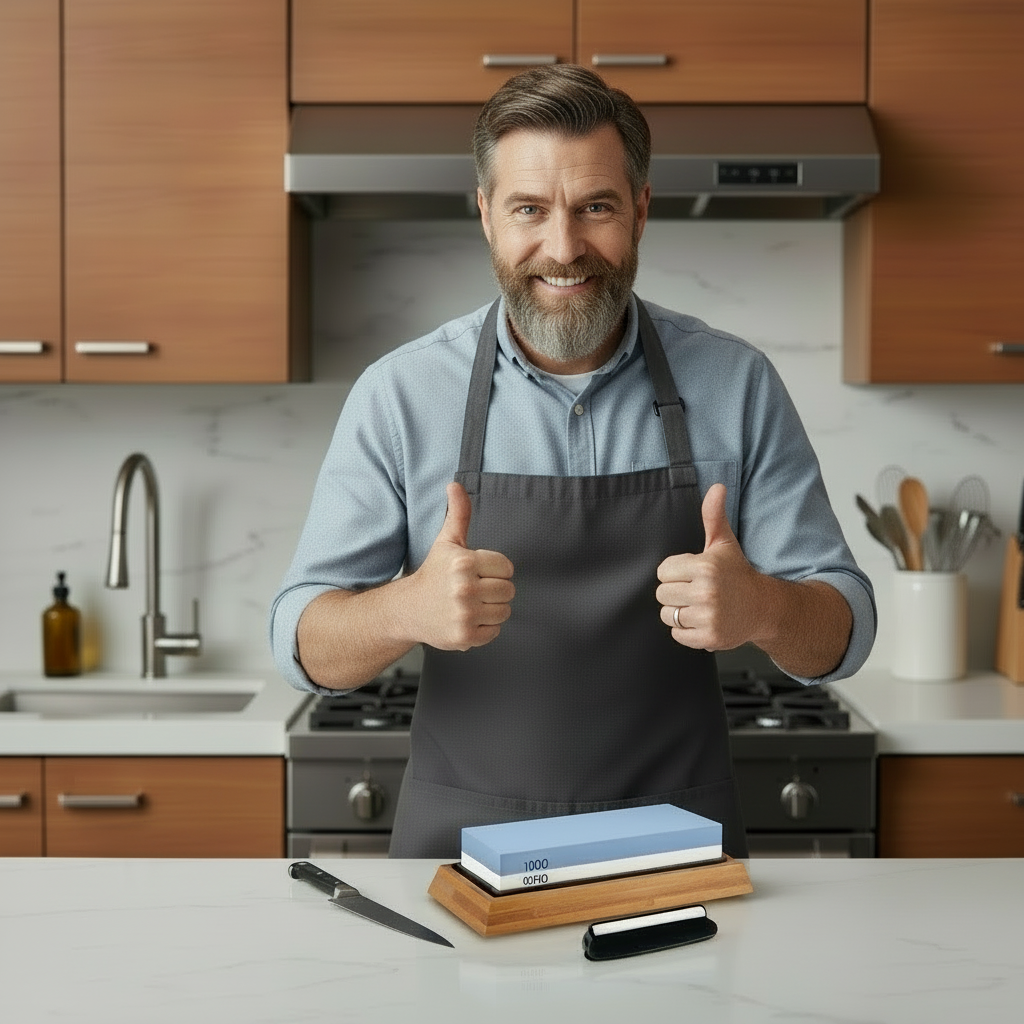 Knives Sharpening Water Stone, with a bonus Angle Guide
