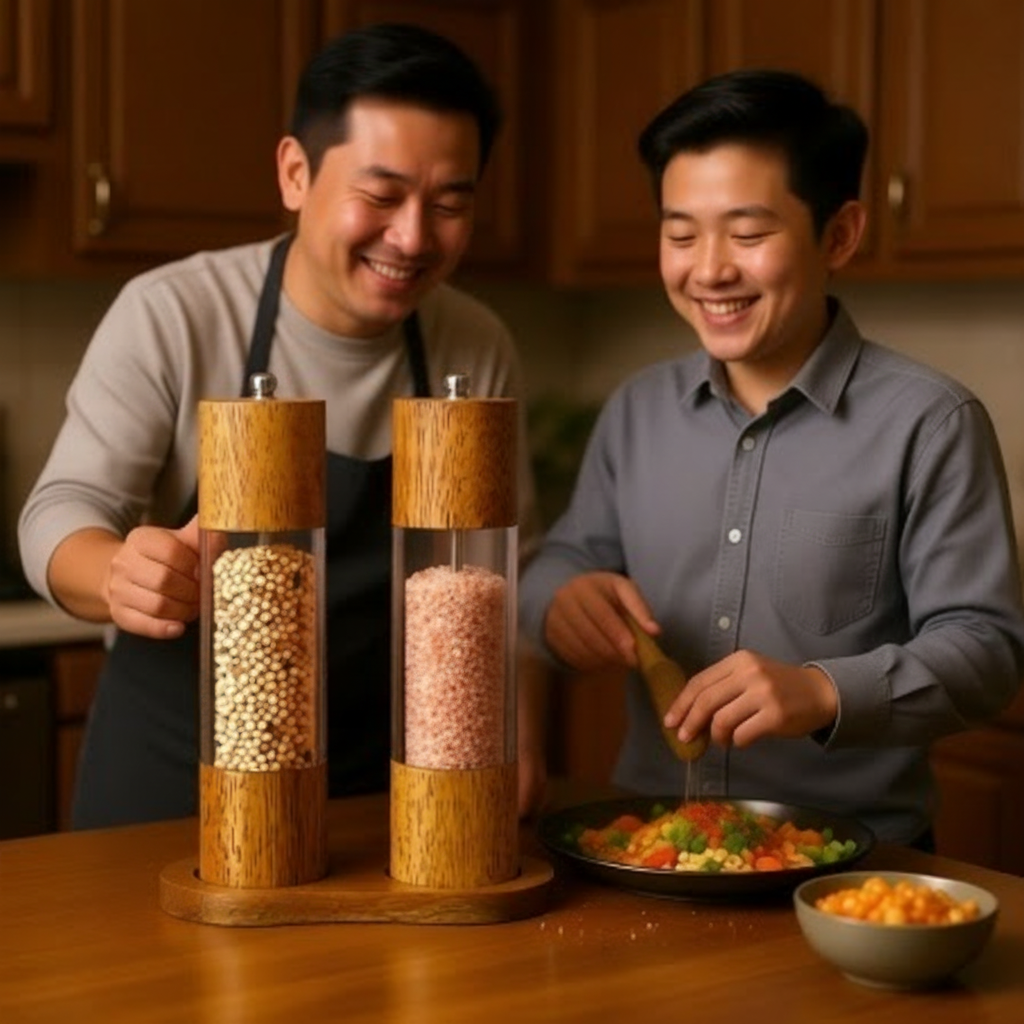 Salt and Pepper Grinder Set, Acrylic see-through, 8" Tall