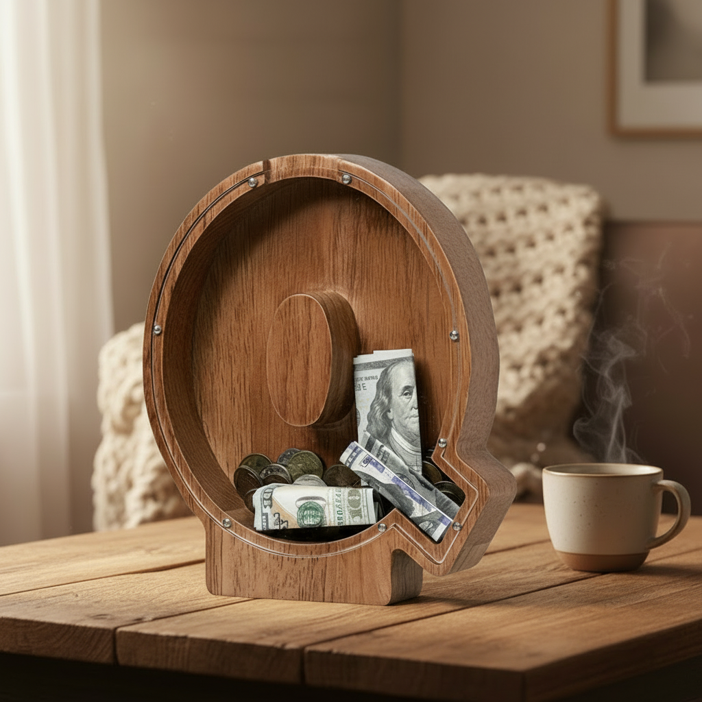 Alphabet Money Bank with Initial "Q", 9 inch tall