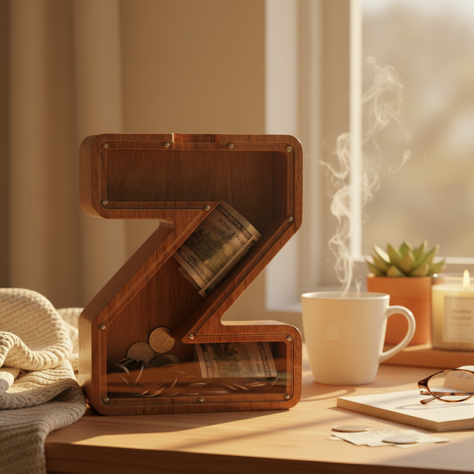 Alphabet Money Bank with Initial "Z", 9 inch tall