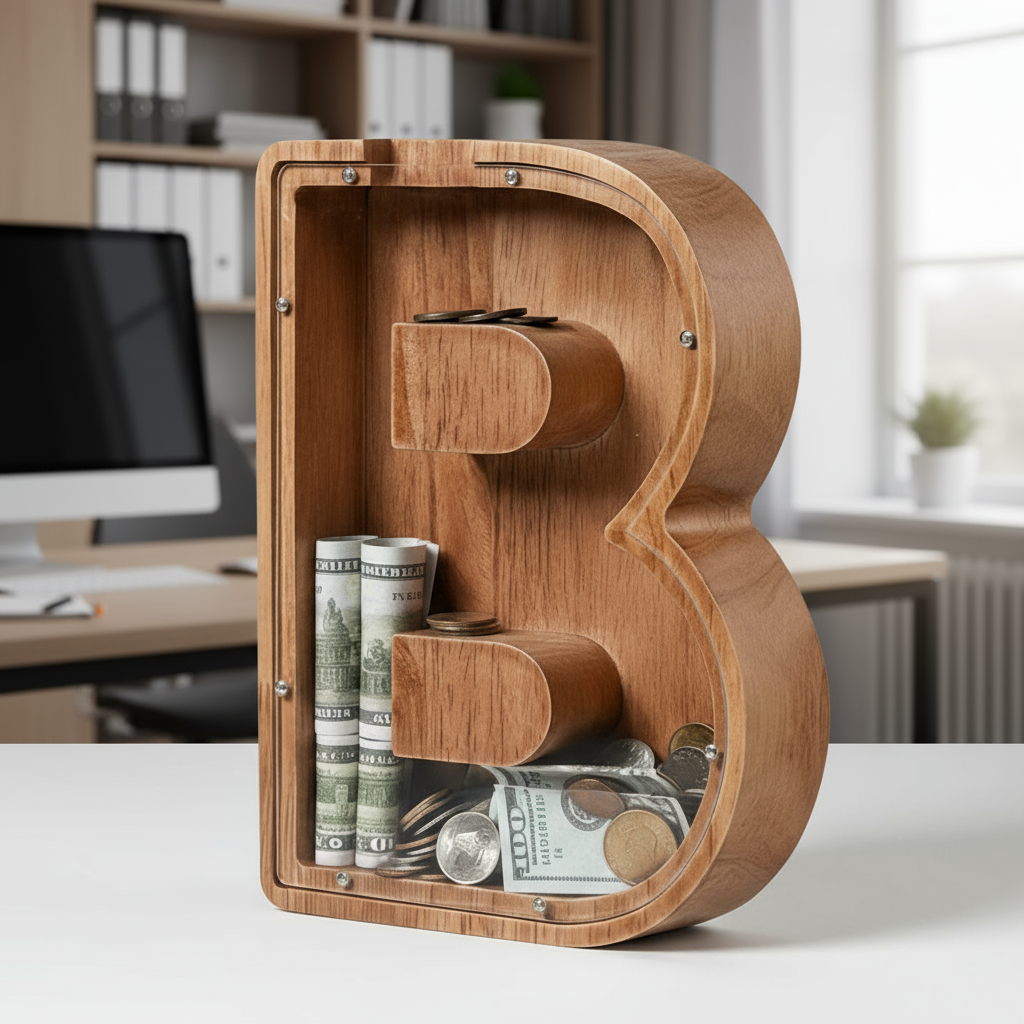 Alphabet Money Bank with Initial "B", 9 inch tall