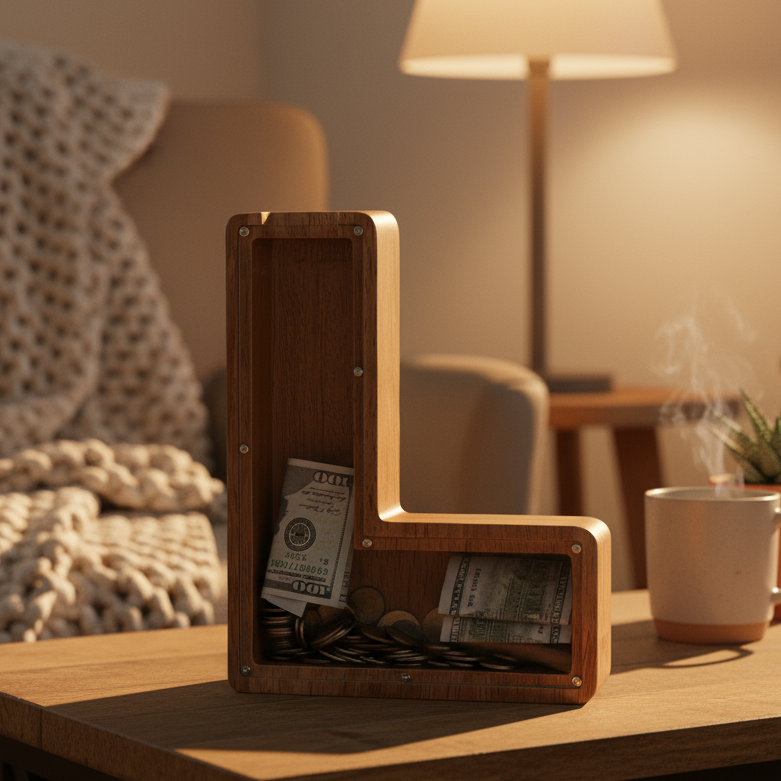 Alphabet Money Bank with Initial "L", 9 inch tall