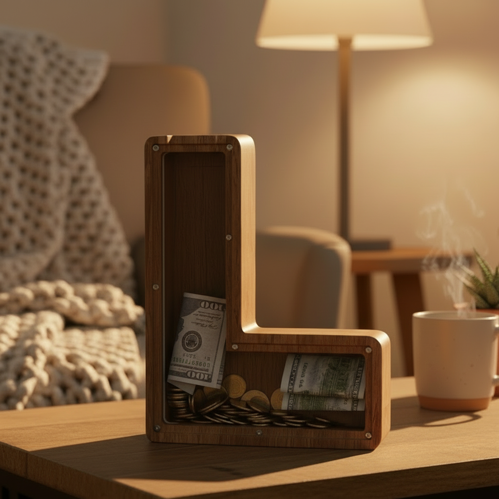 Alphabet Money Bank with Initial "L", 9 inch tall