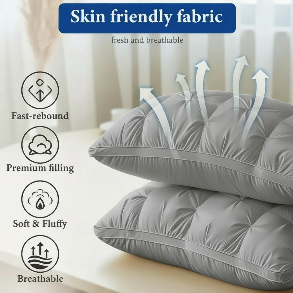 Modern Feather, Comfortable Pillow, Light Gray, Washable, 800g
