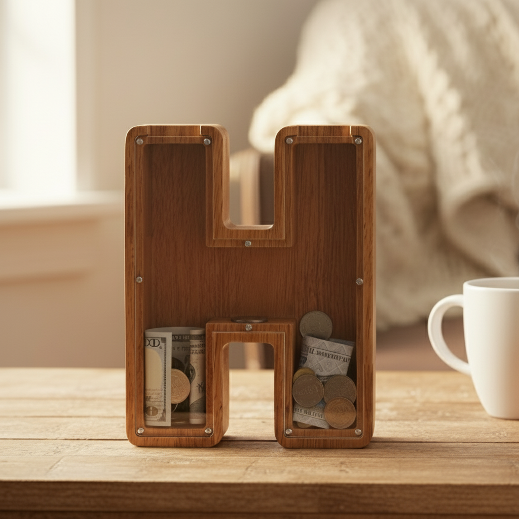 Alphabet Money Bank with Initial "H", 9 inch tall