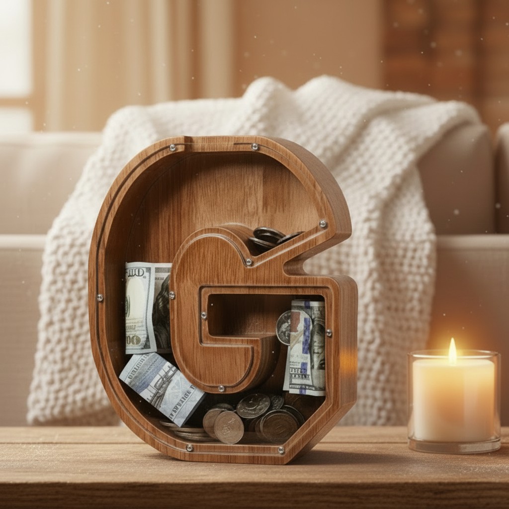 Alphabet Money Bank with Initial "G", 9 inch tall