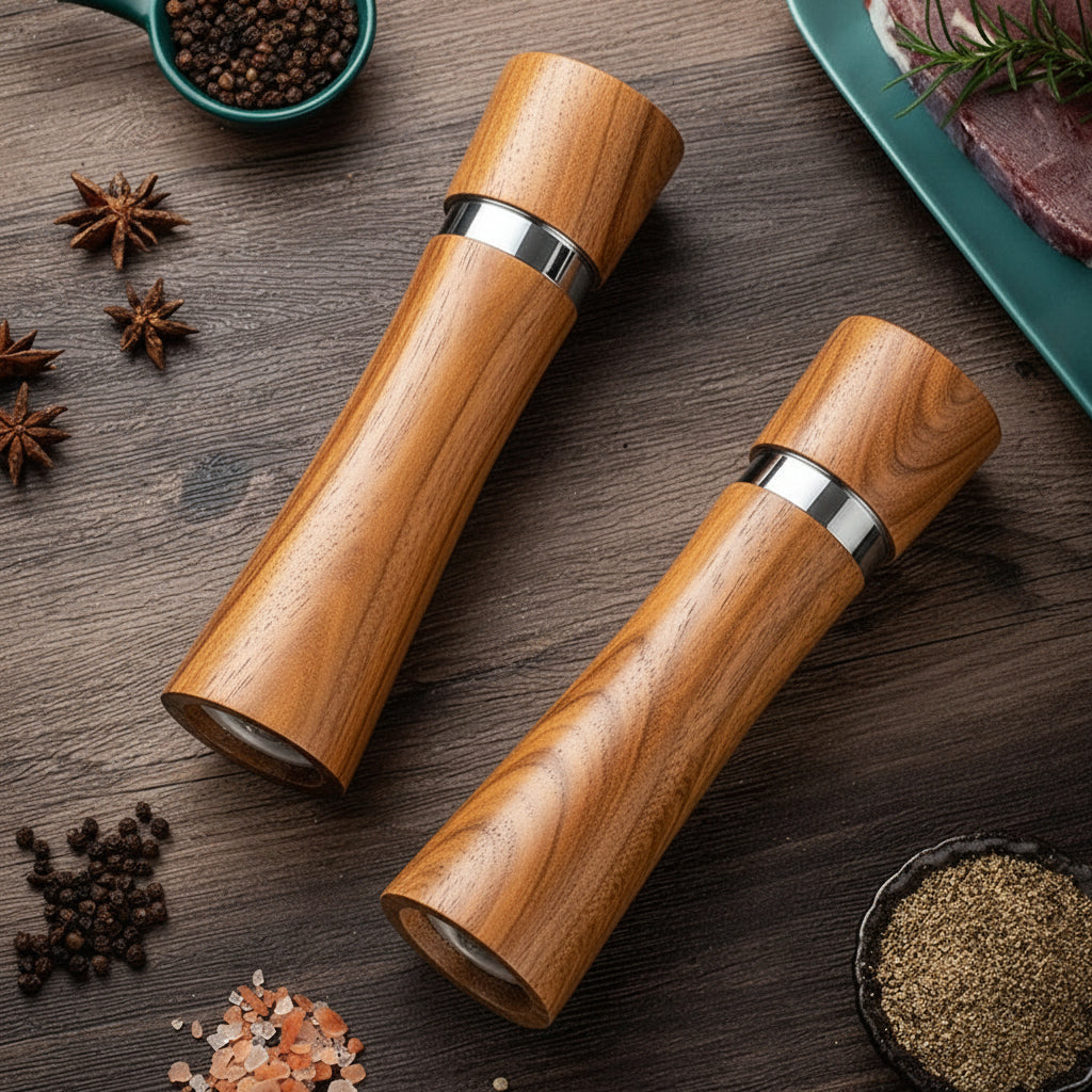 Spice Mill Set, with Metal ring, 2pcs