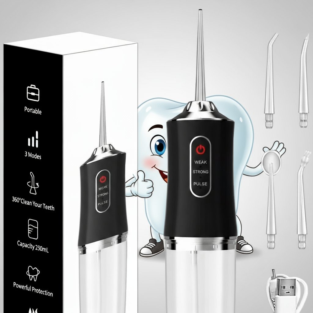 Electric Oral Irrigator, Black, Rechargeable