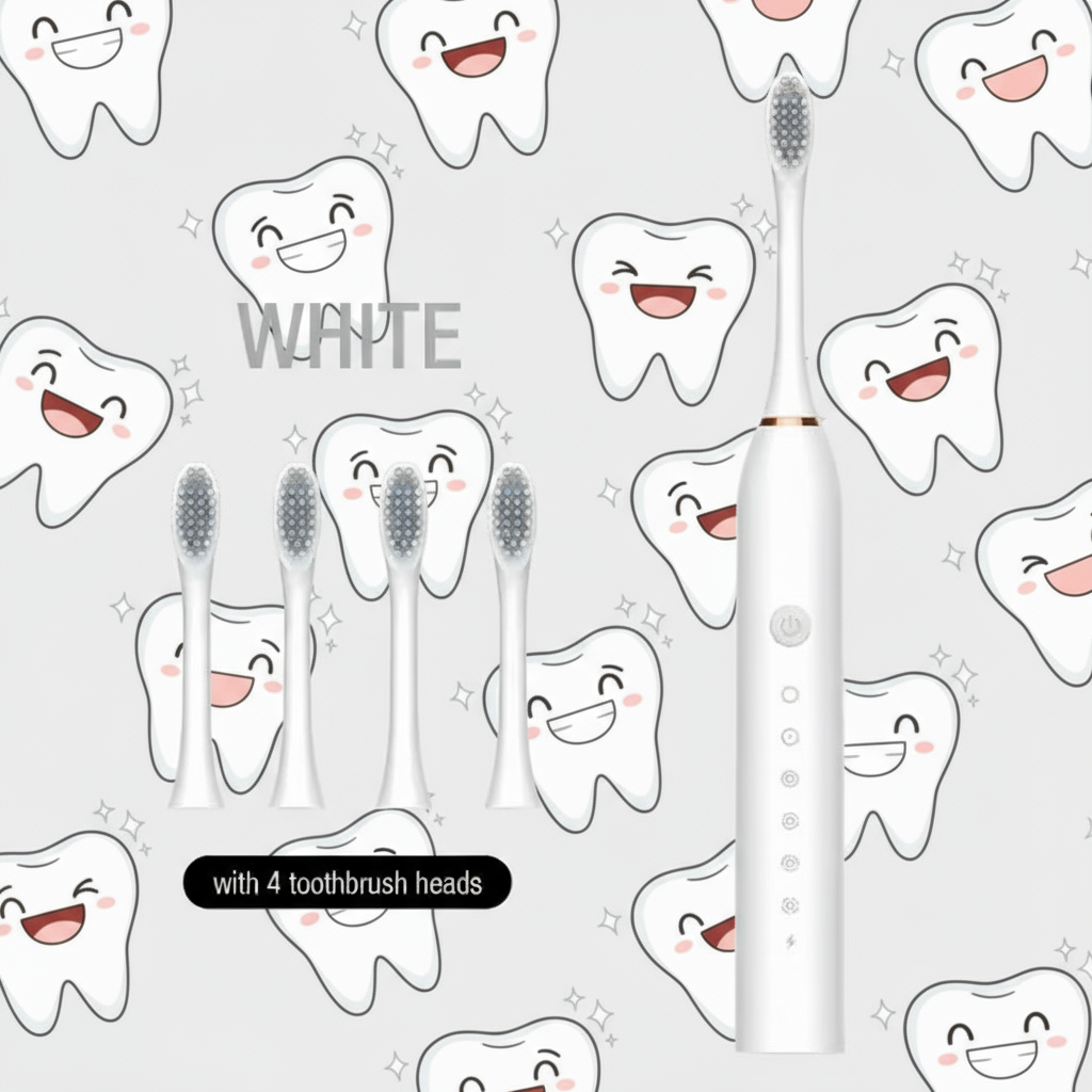 Sonic Electric Toothbrush, White, Waterproof, Rechargeable