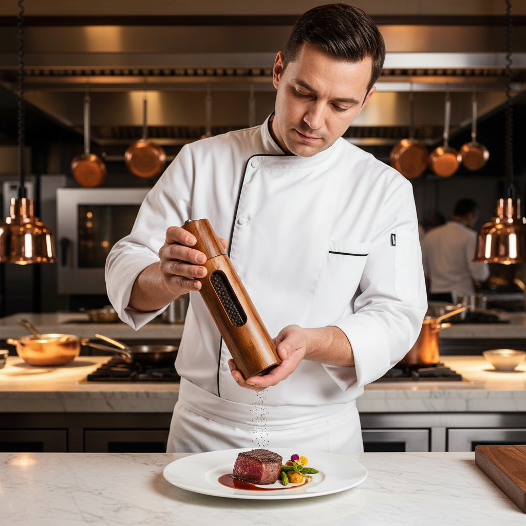 Spice Grinder Set, 8" tall, 2pcs, Acacia Wood