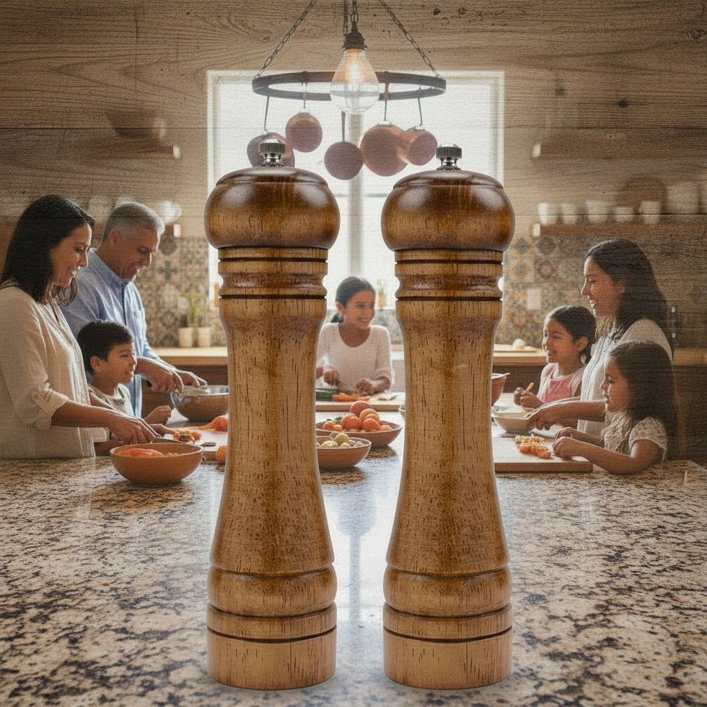 Classic Style Pepper Grinder, 8", Natural Rubberwood