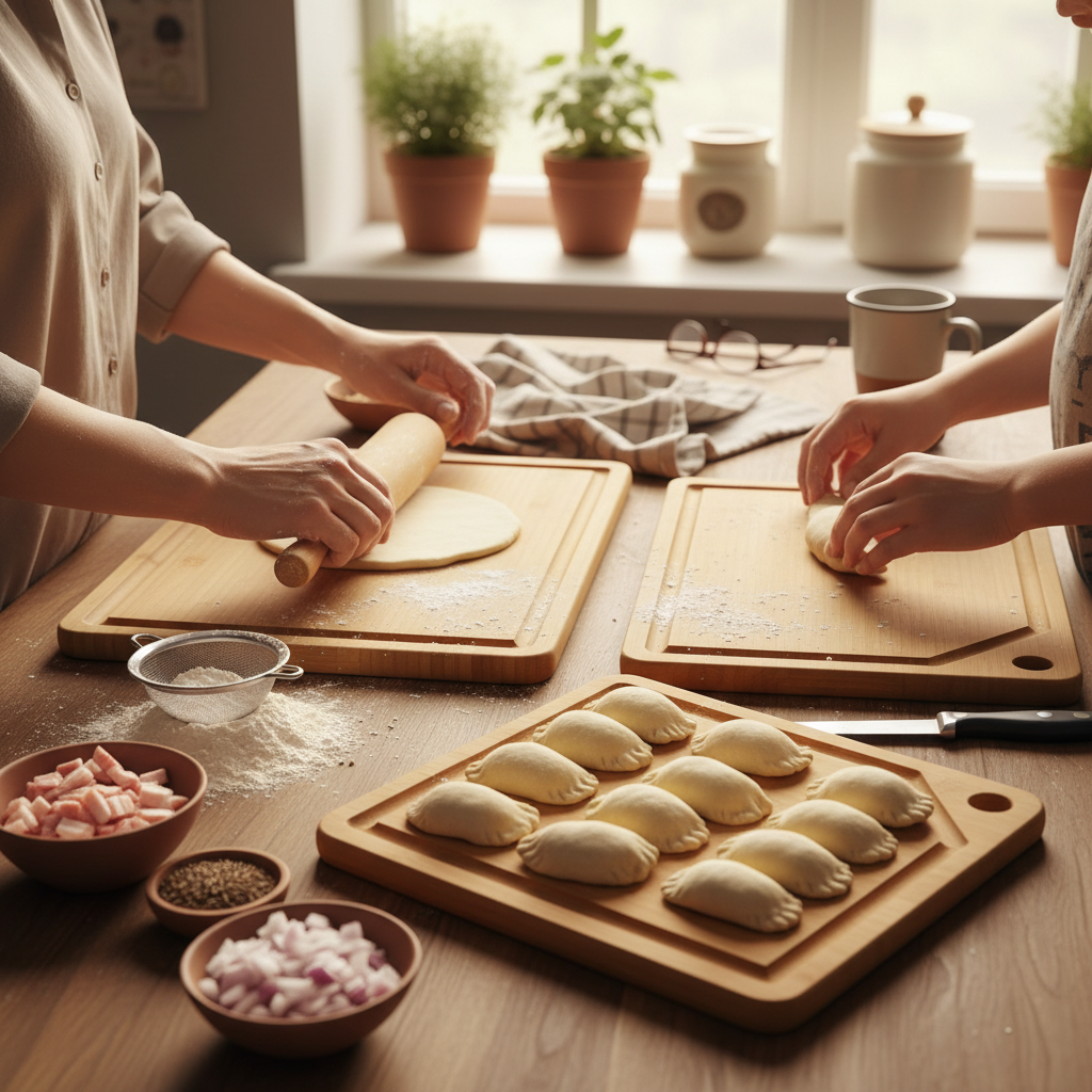 Bamboo Cutting/Serving Board, 4pcs Set, including Holder