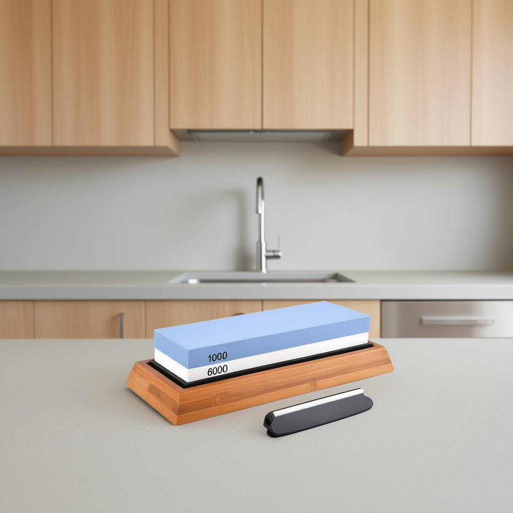 Knive Sharpening Water Stone,  Sized at 7x2.4x1.2 inches, with bonus Angle Guide