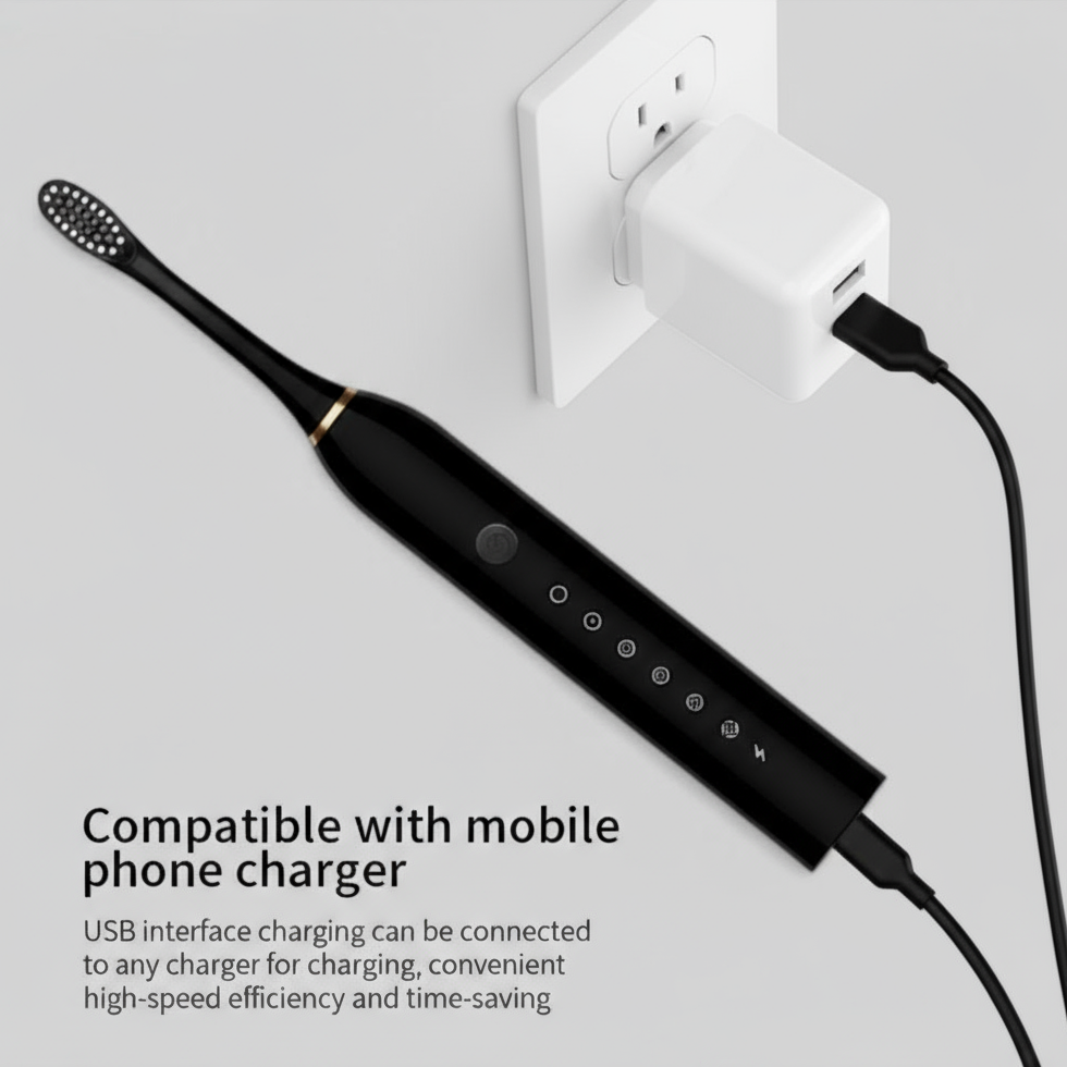 Sonic Electric Toothbrush, Black, Waterproof, Rechargeable