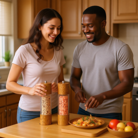 Salt and Pepper Grinder Set, Acrylic see-through, 8" Tall