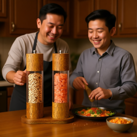 Salt and Pepper Grinder Set, Acrylic see-through, 8" Tall