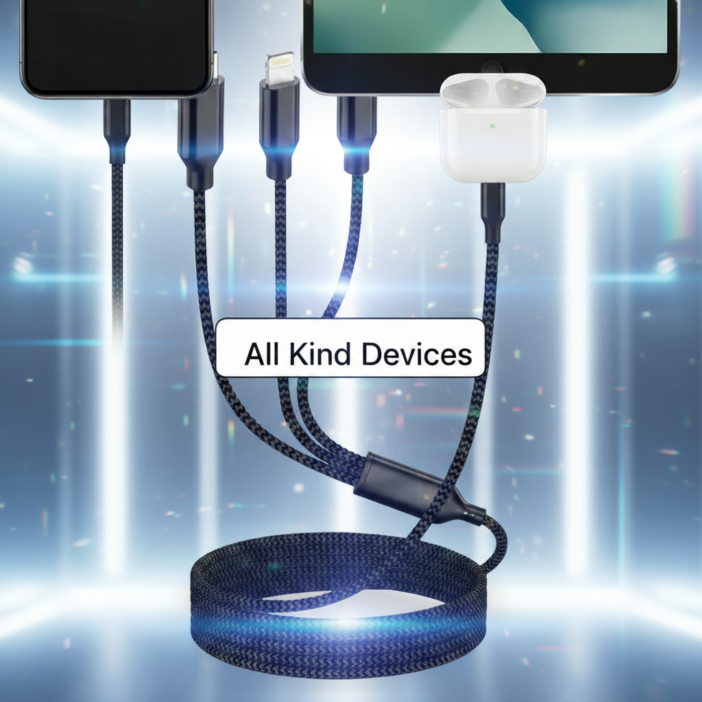 Black, 3 in 1 Charging Cable