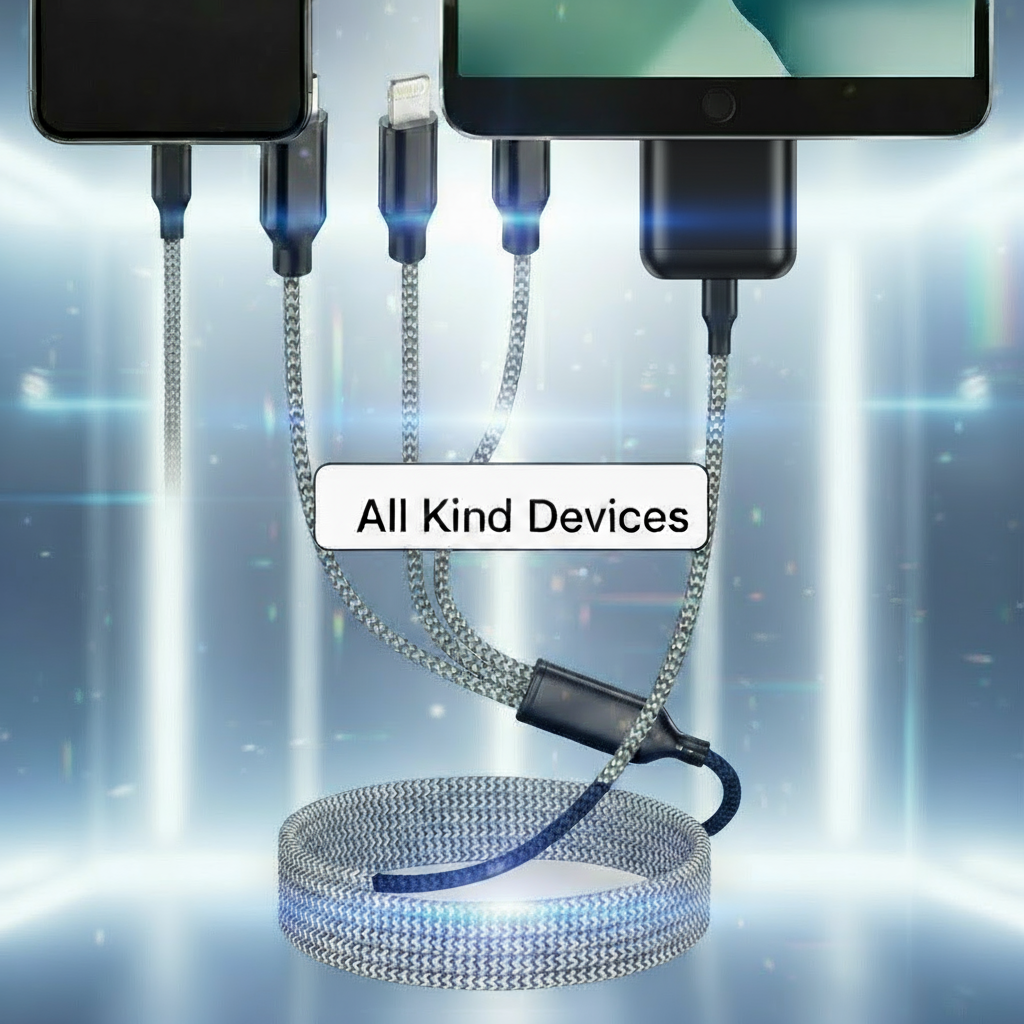 Silvery, 3 in 1 Charging  Cable