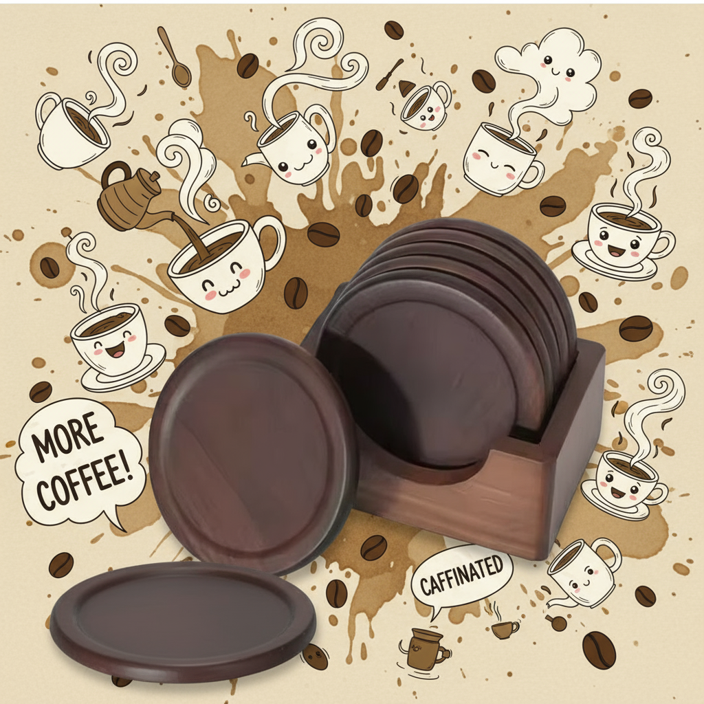 Wooden Coasters, Dark Walnut Hardwood