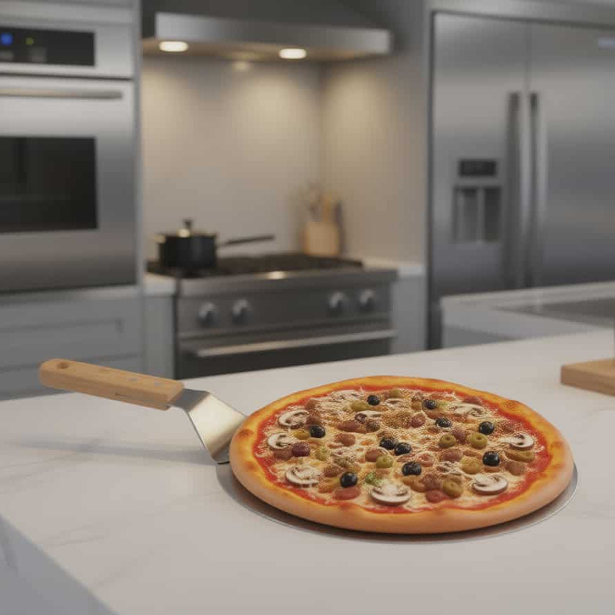 Round Pizza Shovel, Stainless Steel