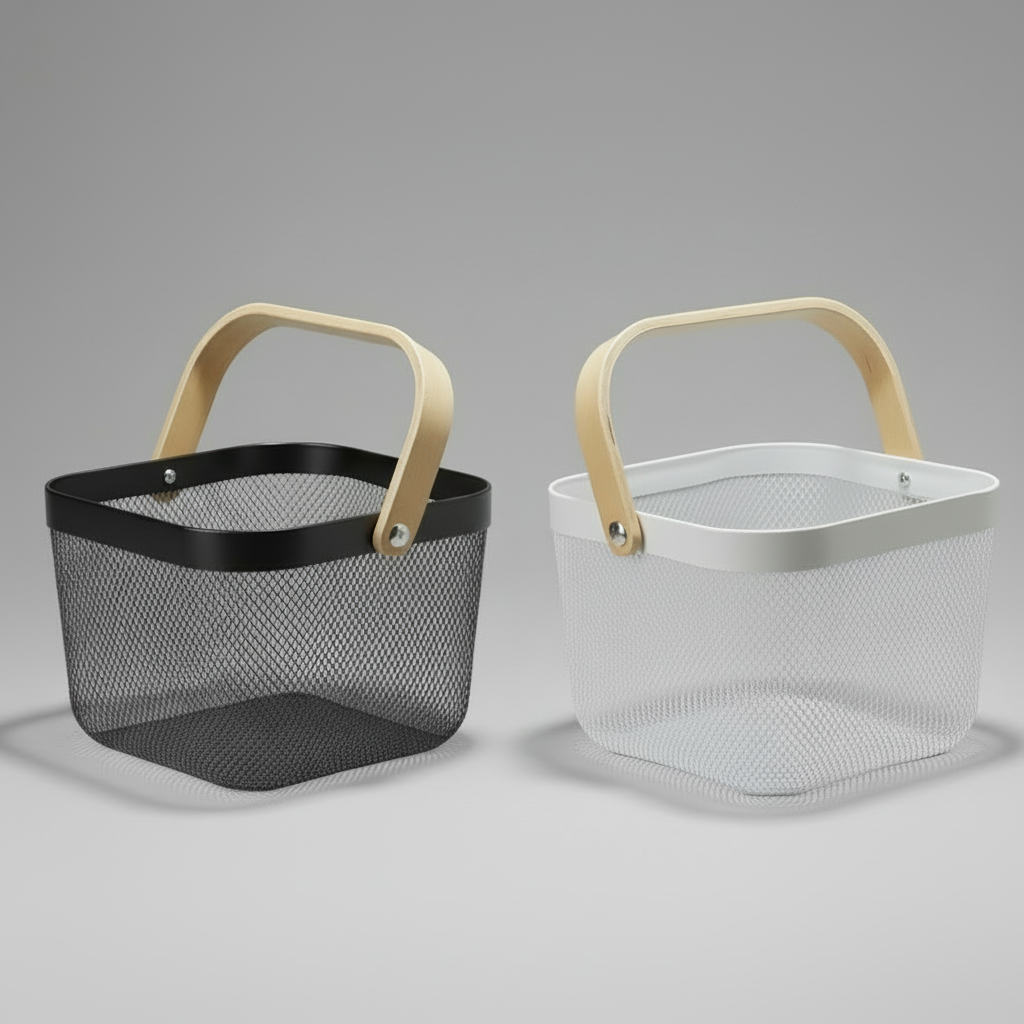 Eco-friendly Household Basket, 12qt, Wooden Handle