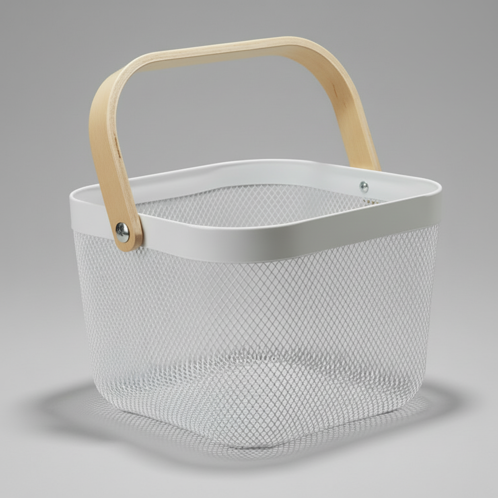Eco-friendly Household Basket, 12qt, Wooden Handle