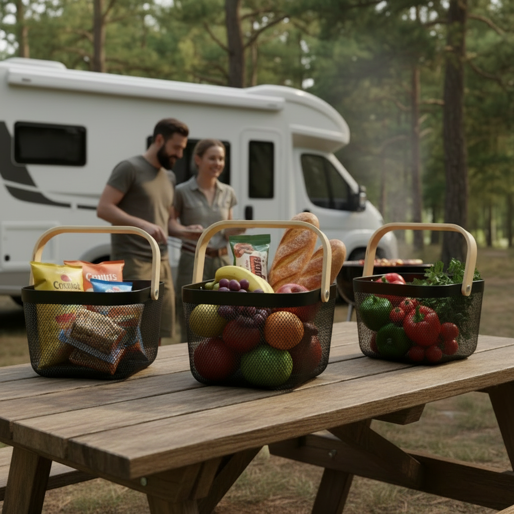 Eco-friendly Household Basket, 12qt, Wooden Handle