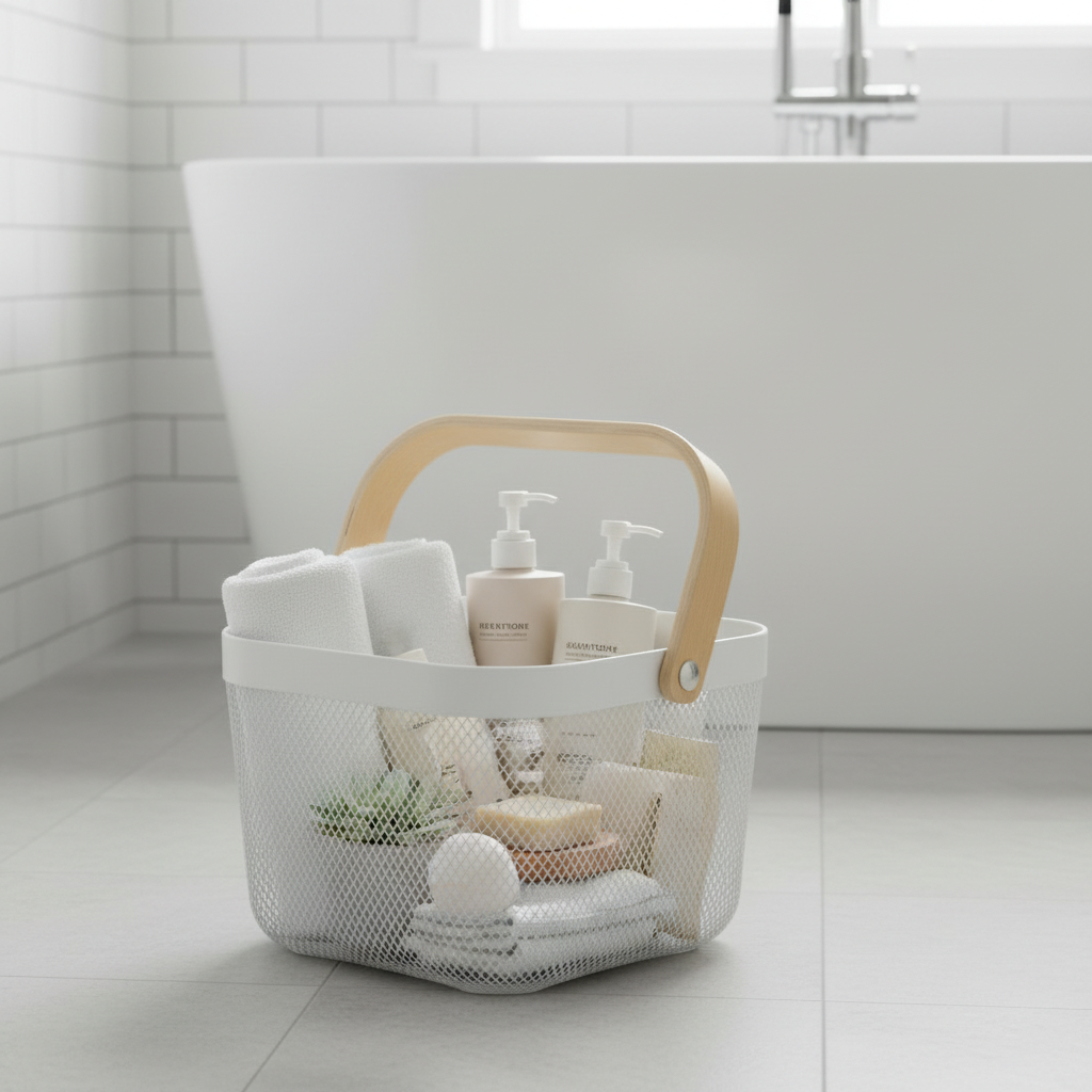 Eco-friendly Household Basket, 12qt, Wooden Handle