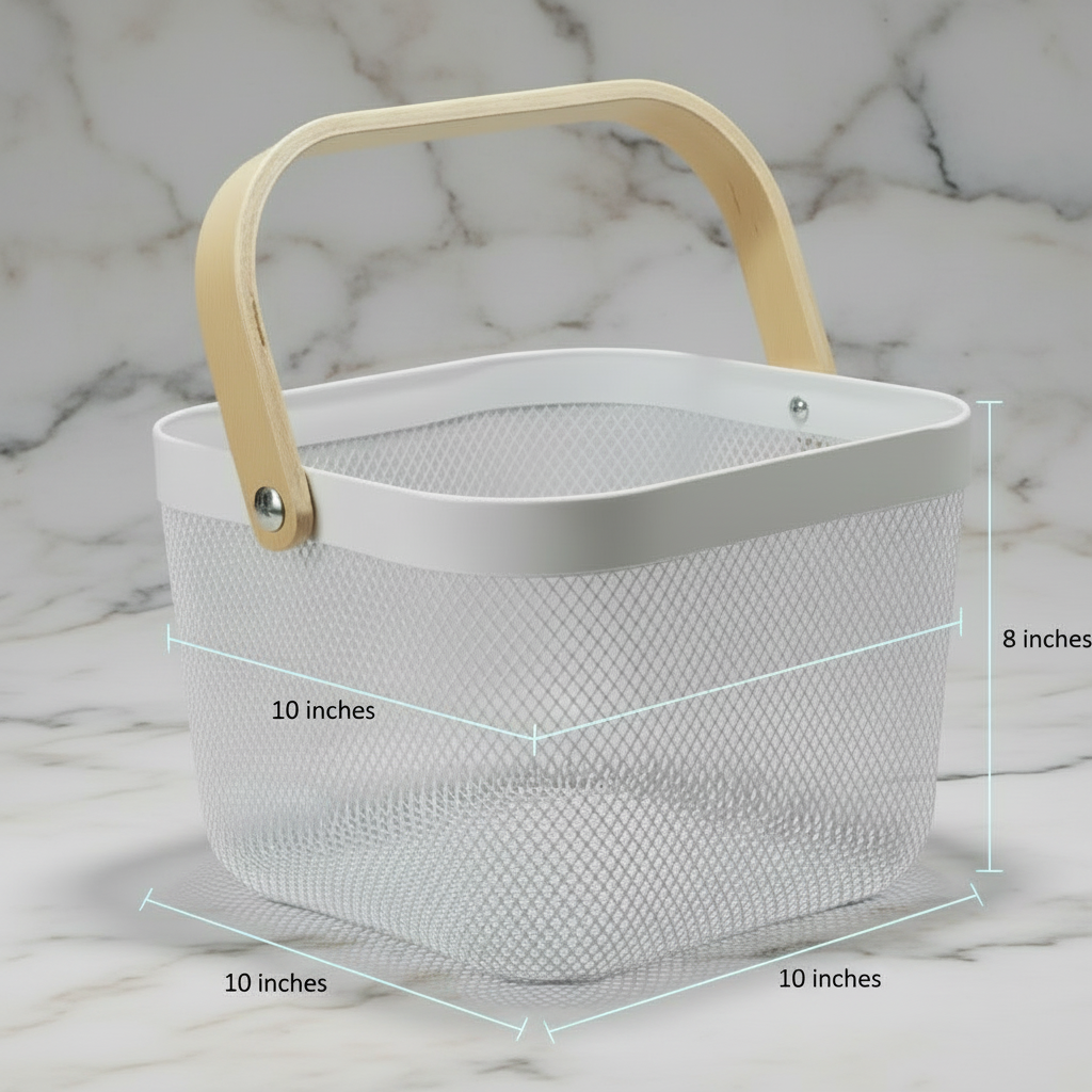 Eco-friendly Household Basket, 12qt, Wooden Handle