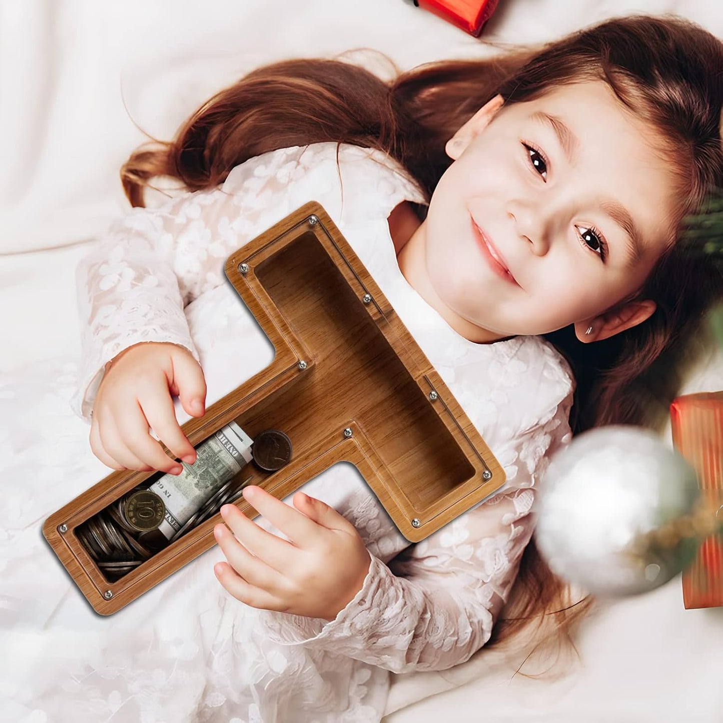 Alphabet Money Bank with Initial "T", 9 inch tall