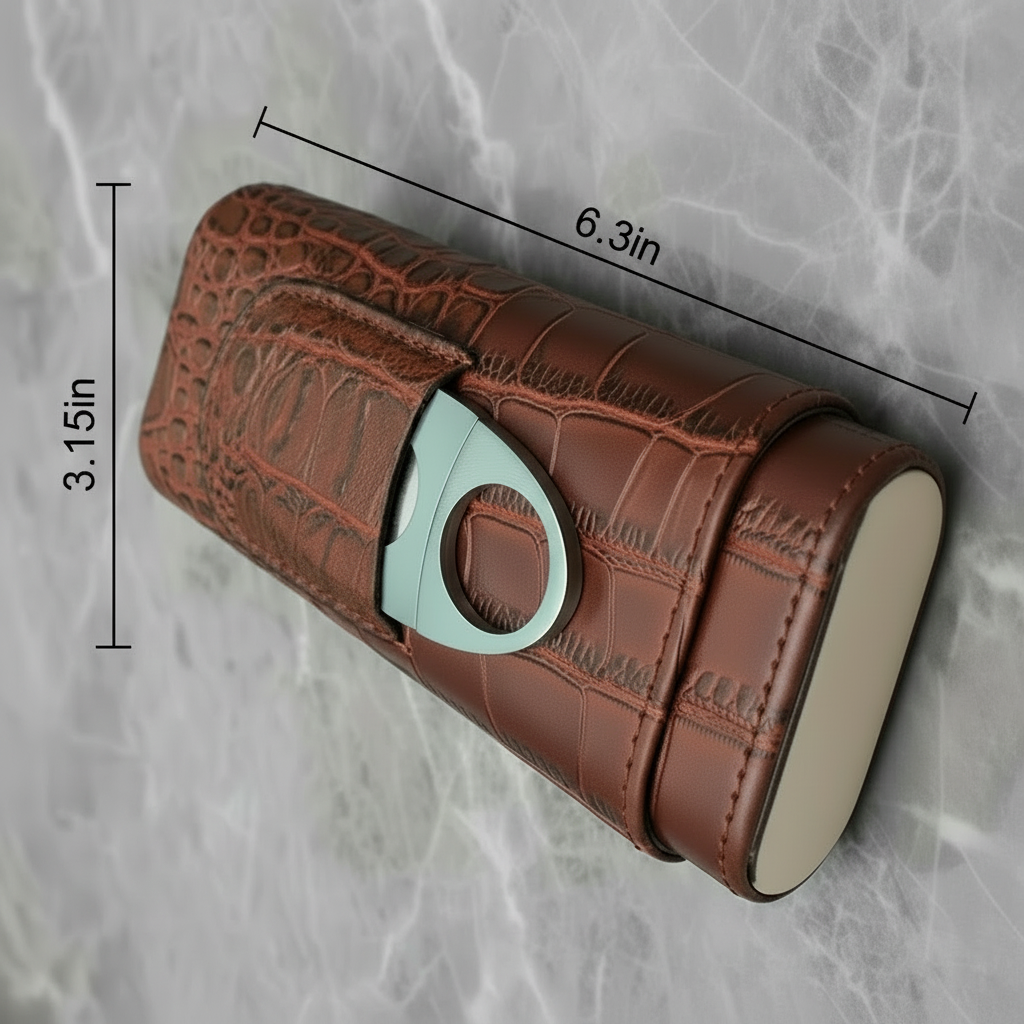 Portable Classic Crocodile Leather Pattern Cigar Case