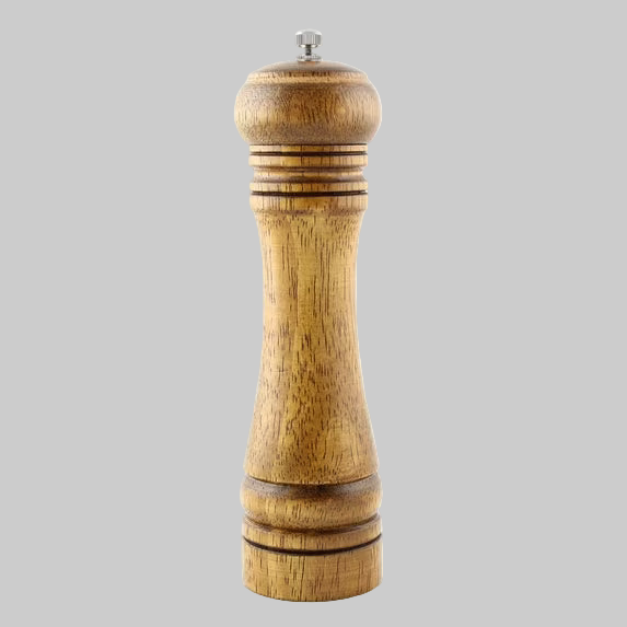 Classic style Pepper Grinder, 8", Natural Rubberwood