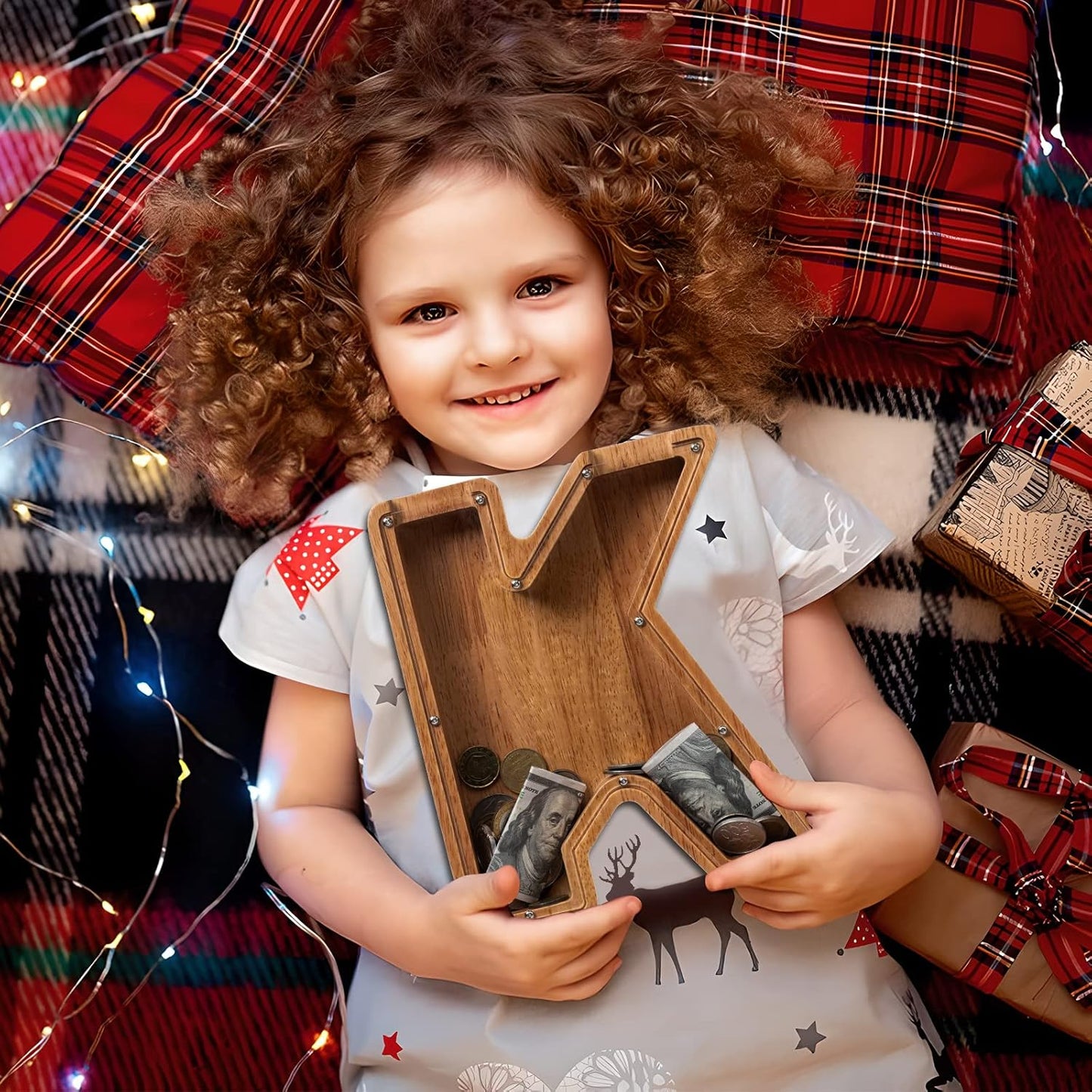 Alphabet Money Bank with Initial "K", 9 inch tall