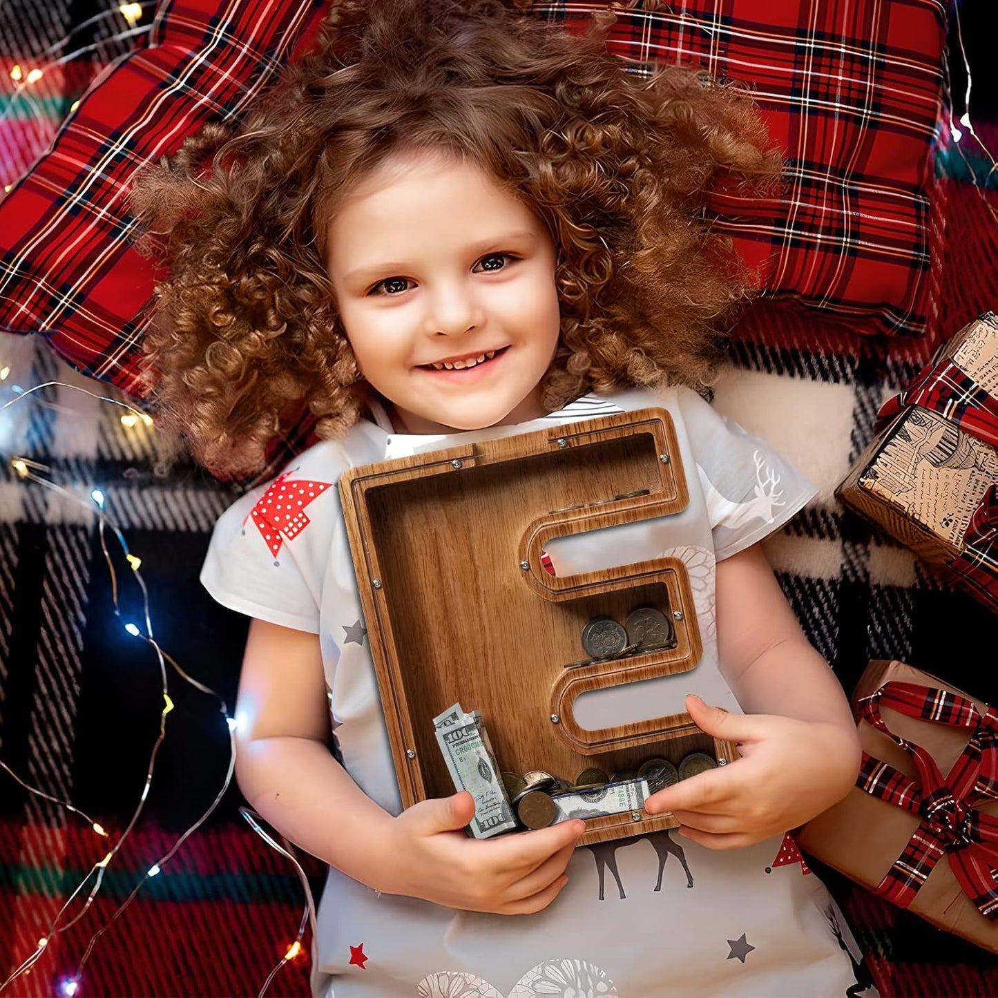 Alphabet Money Bank with Initial "E", 9 inch tall