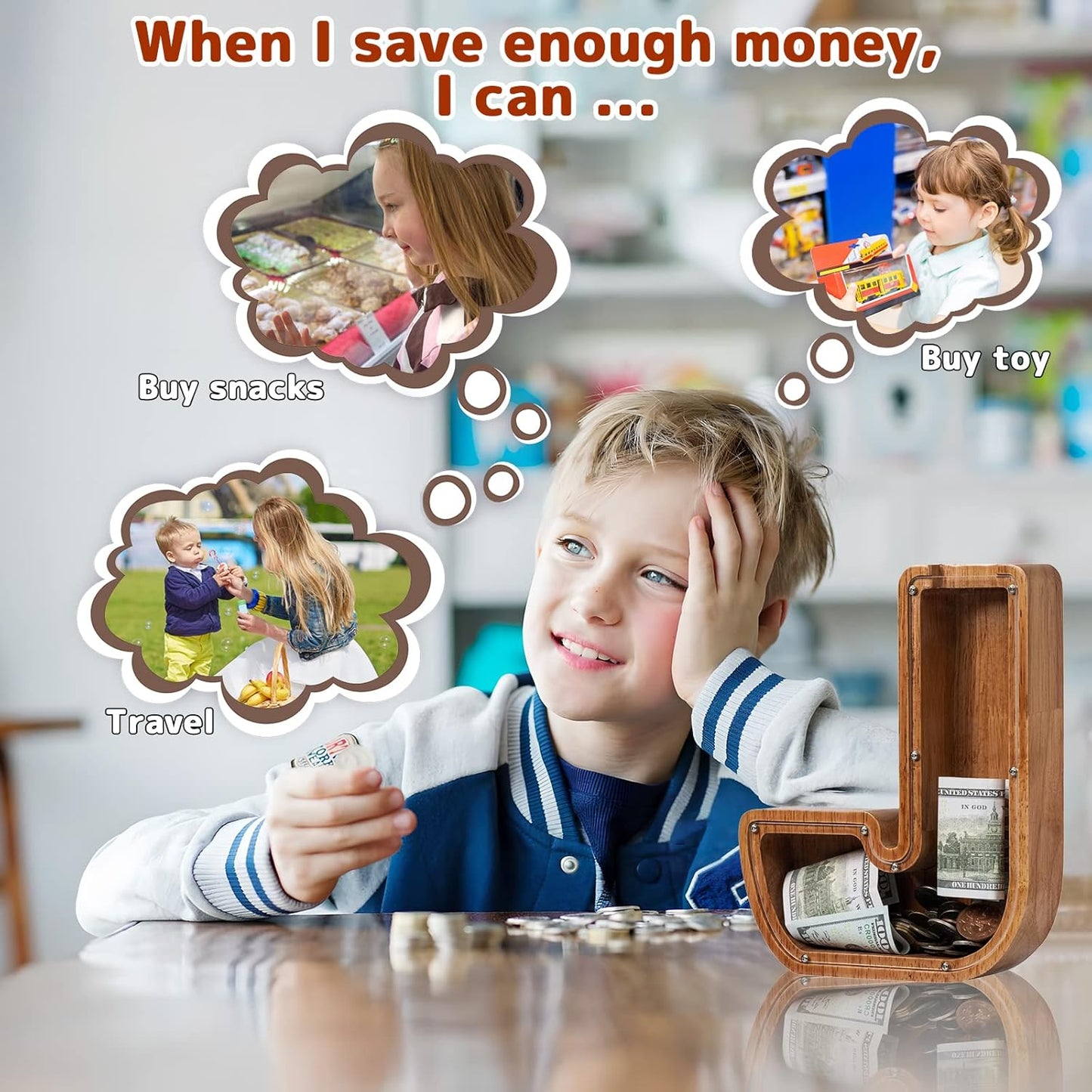 Alphabet Money Bank with Initial "J", 9 inch tall