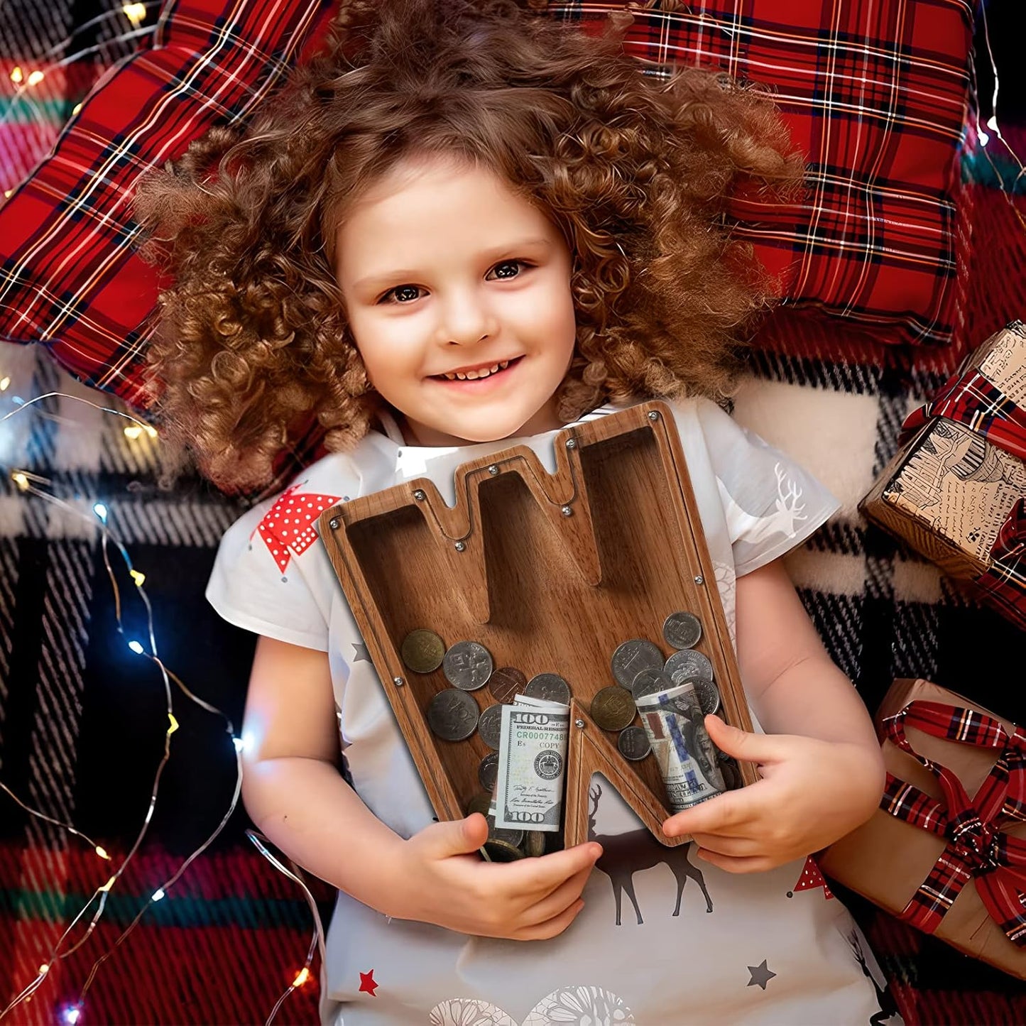 Alphabet Money Bank with Initial "W", 9 inch tall