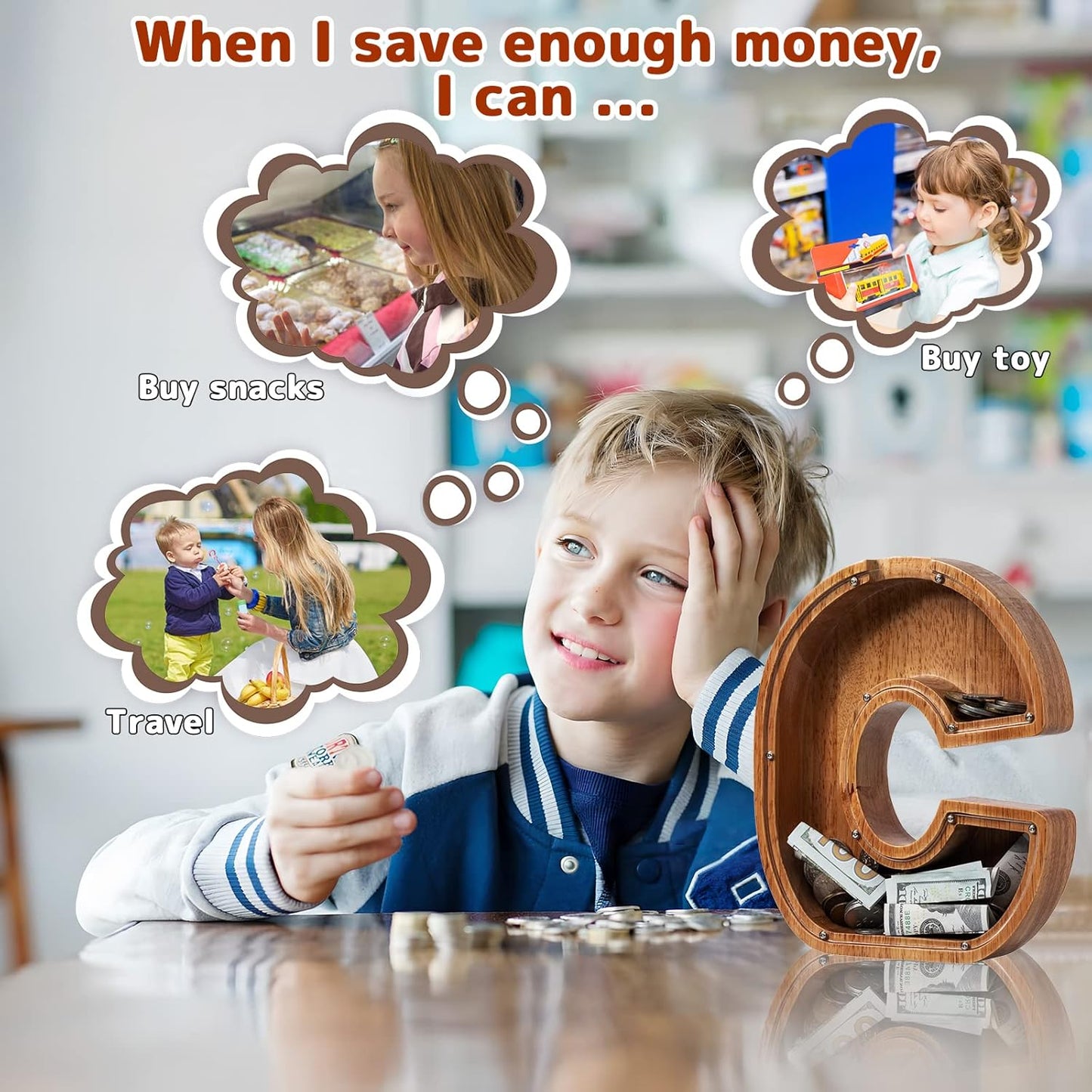 Alphabet Money Bank with Initial "C", 9 inch tall