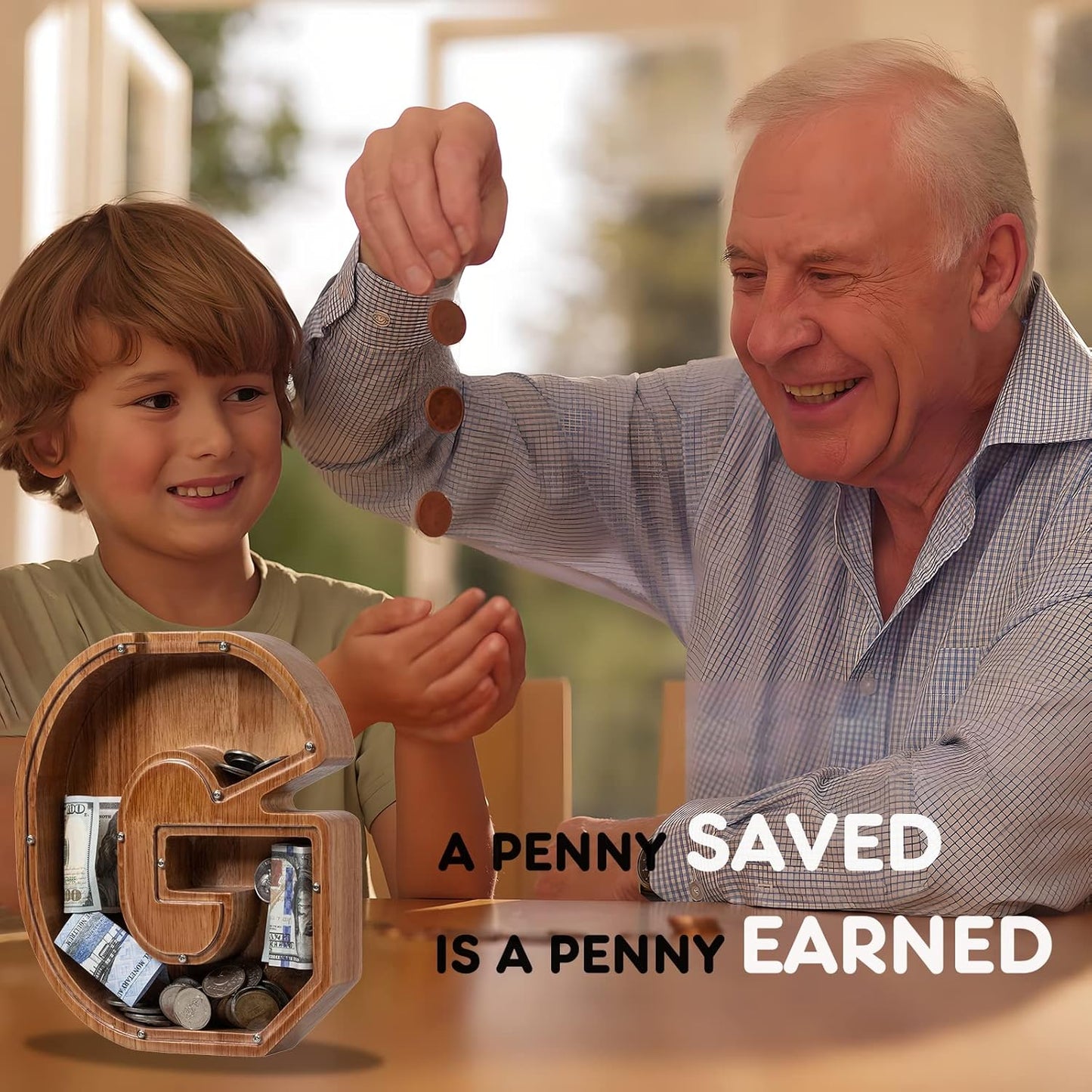 Alphabet Money Bank with Initial "G", 9 inch tall