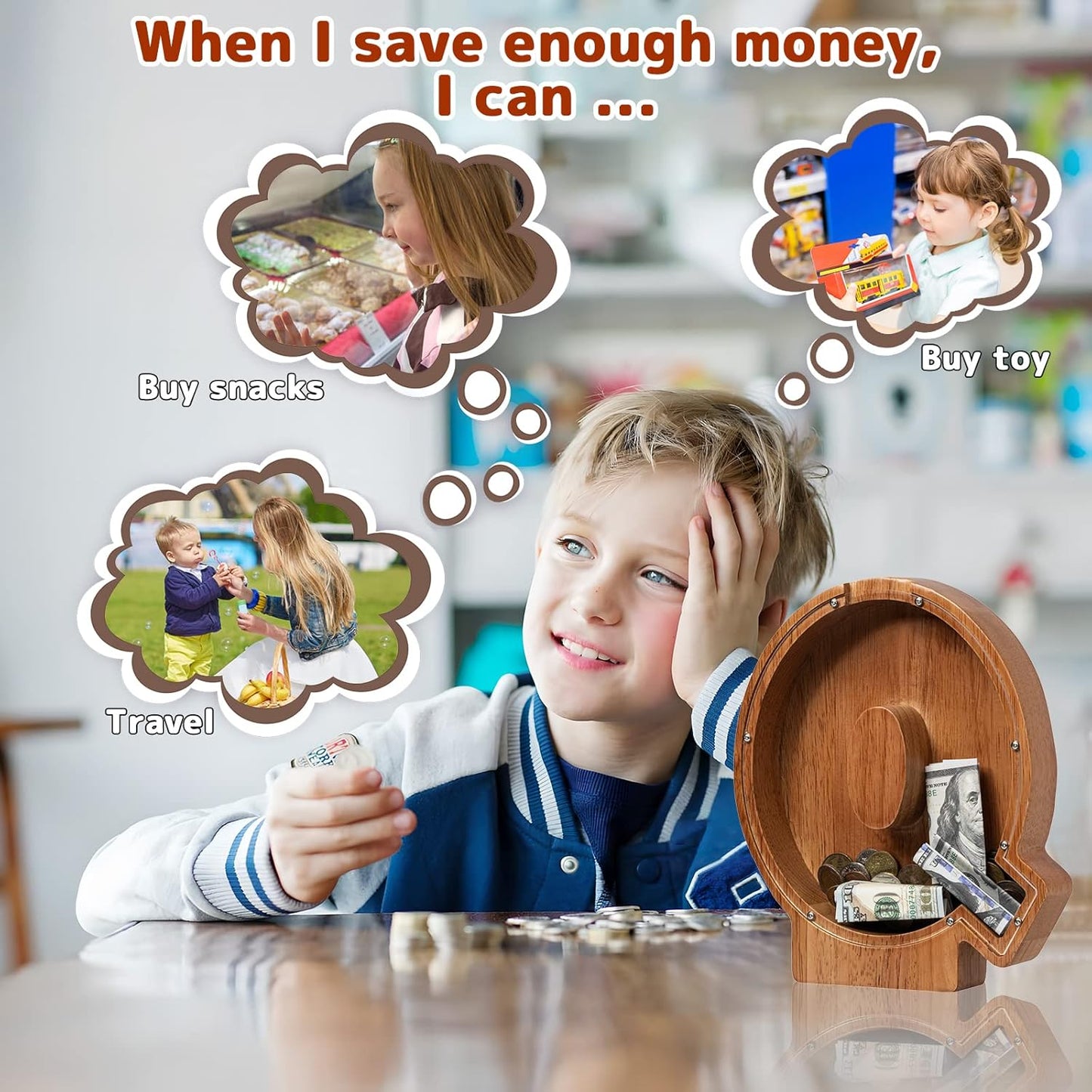 Alphabet Money Bank with Initial "Q", 9 inch tall