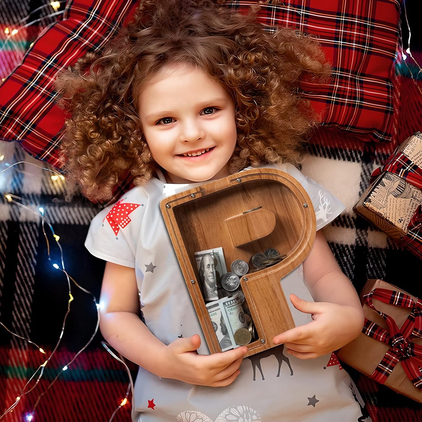 Alphabet Money Bank with Initial "P", 9 inch tall