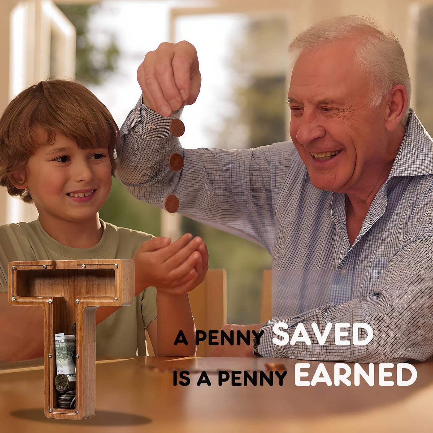 Alphabet Money Bank with Initial "T", 9 inch tall