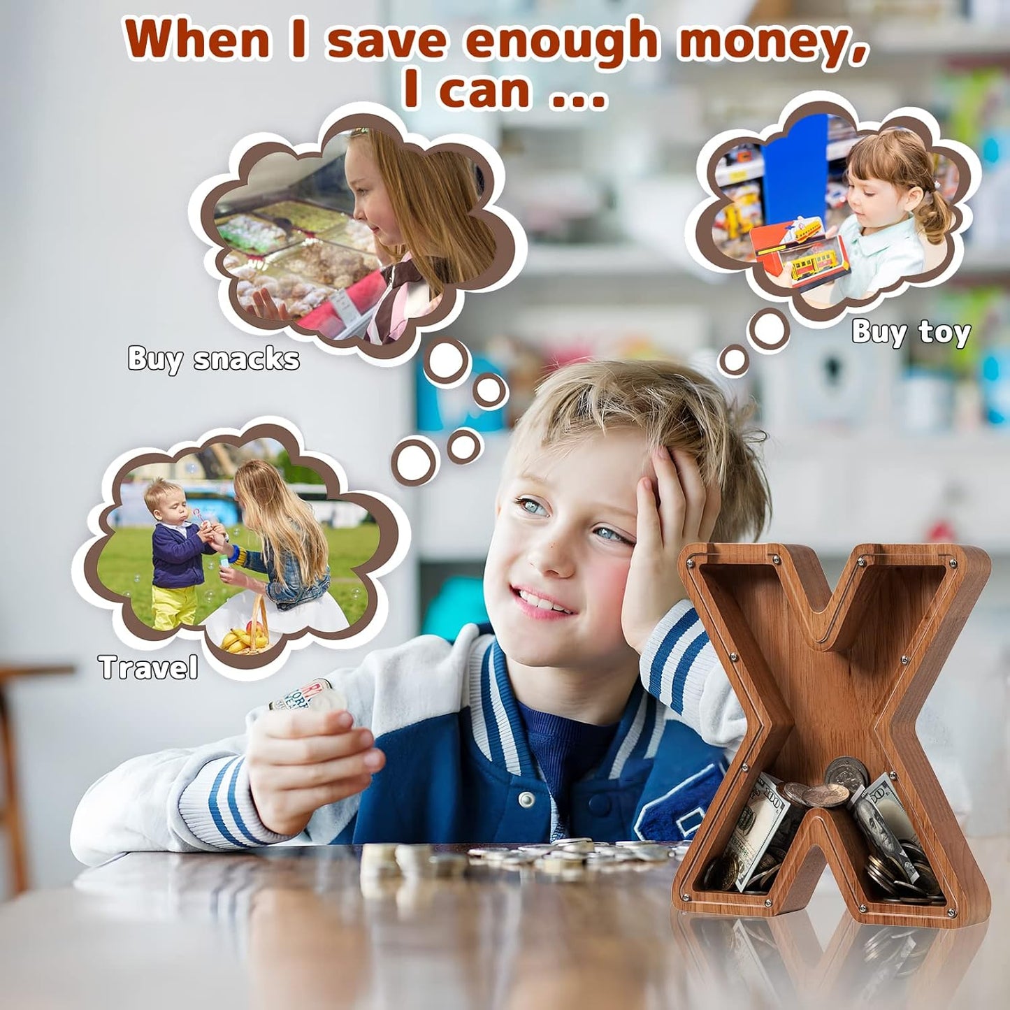 Alphabet Money Bank with Initial "X", 9 inch tall