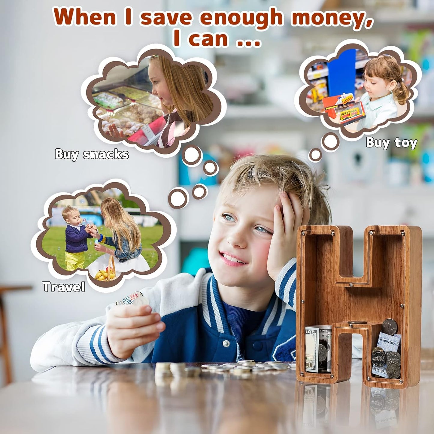 Alphabet Money Bank with Initial "H", 9 inch tall