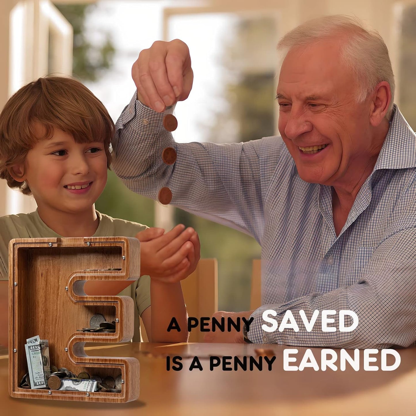 Alphabet Money Bank with Initial "E", 9 inch tall