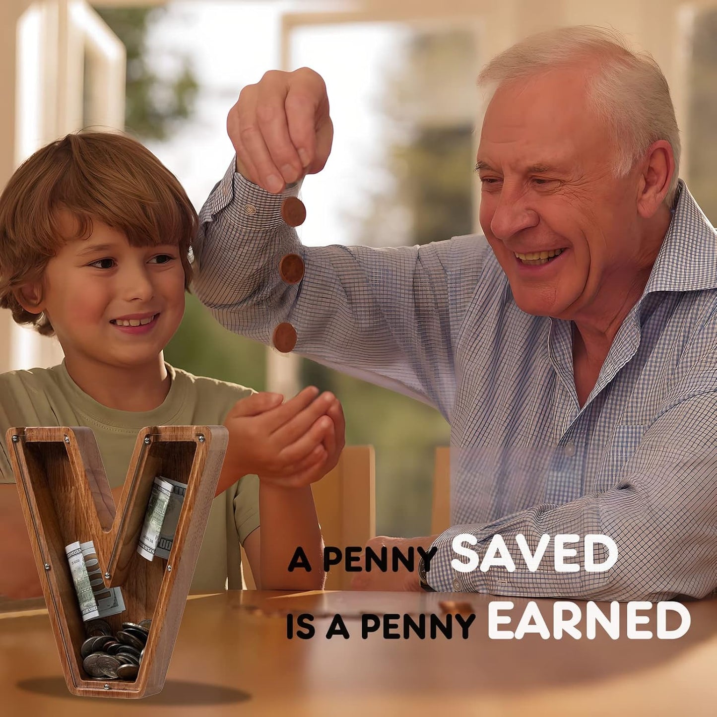 Alphabet Money Bank with Initial "V", 9 inch tall