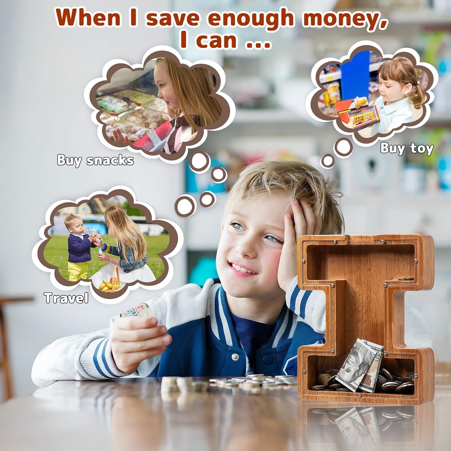 Alphabet Money Bank with Initial "I",  9 inch tall