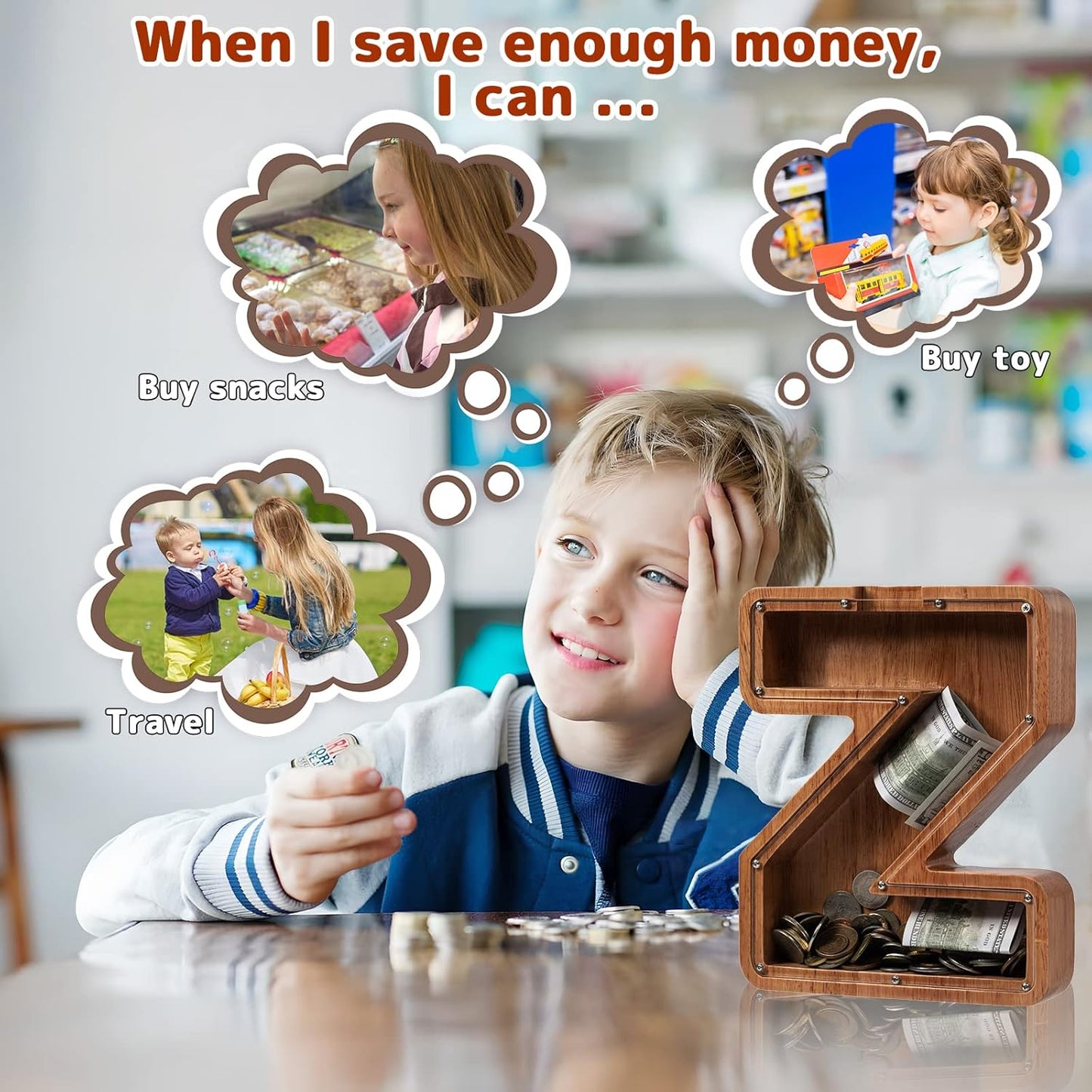 Alphabet Money Bank with Initial "Z", 9 inch tall