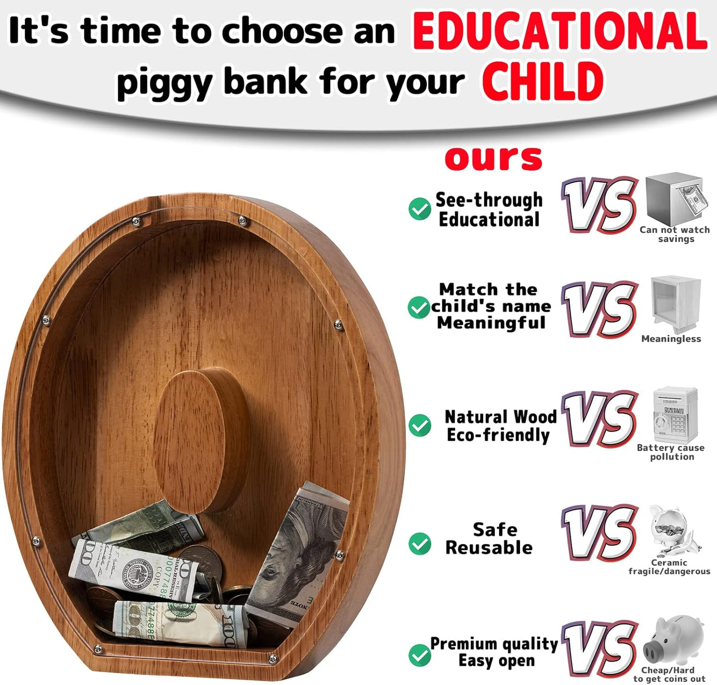 Alphabet Money Bank with Initial "O", 9 inch tall