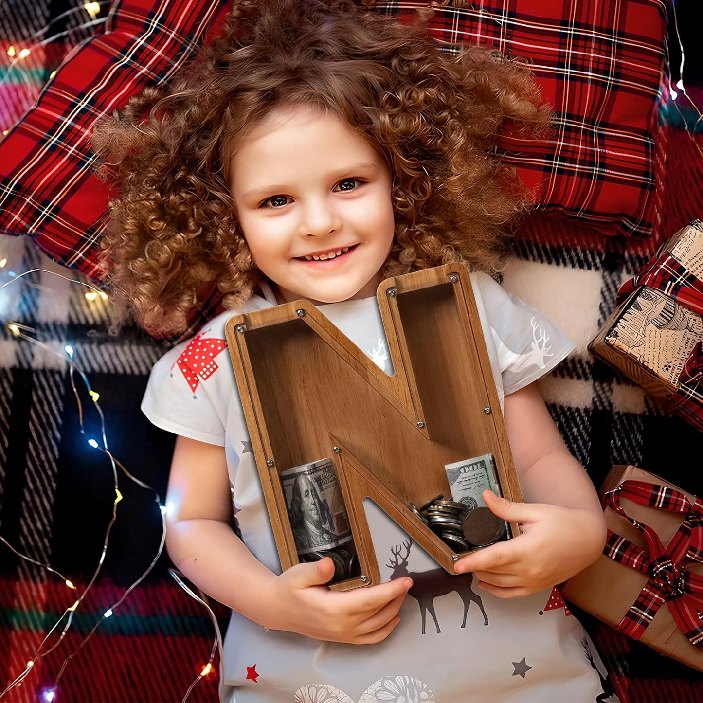 Alphabet Money Bank with Initial "N", 9 inch tall