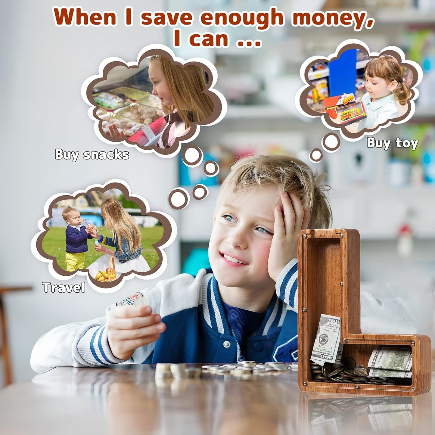 Alphabet Money Bank with Initial "L", 9 inch tall